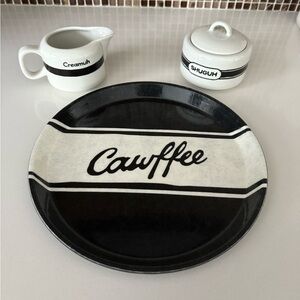 Fish Eddy NYC Cawfee Shuguh Creamuh Ceramic Coffee Set Rare